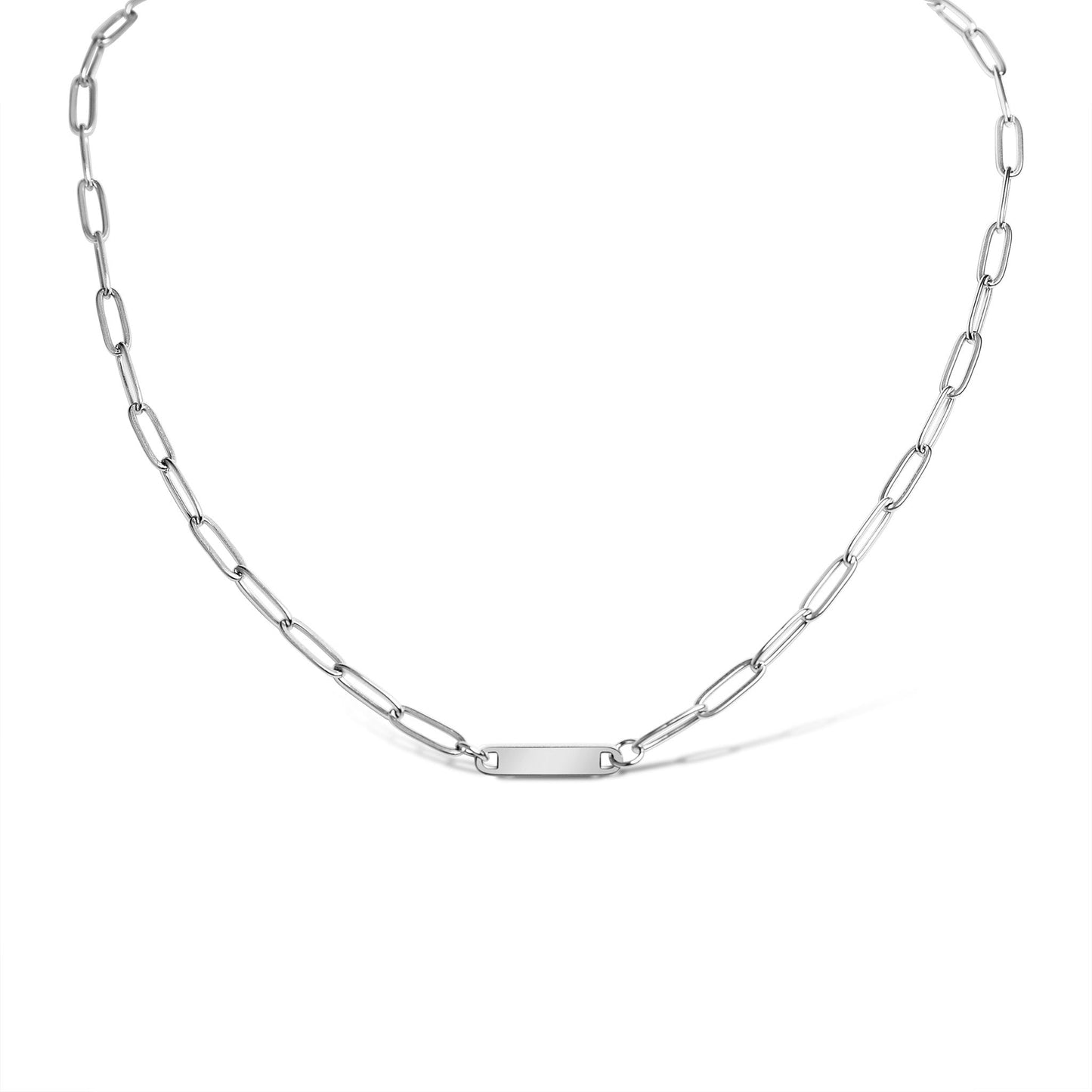 Paperclip Silver Bar Necklace