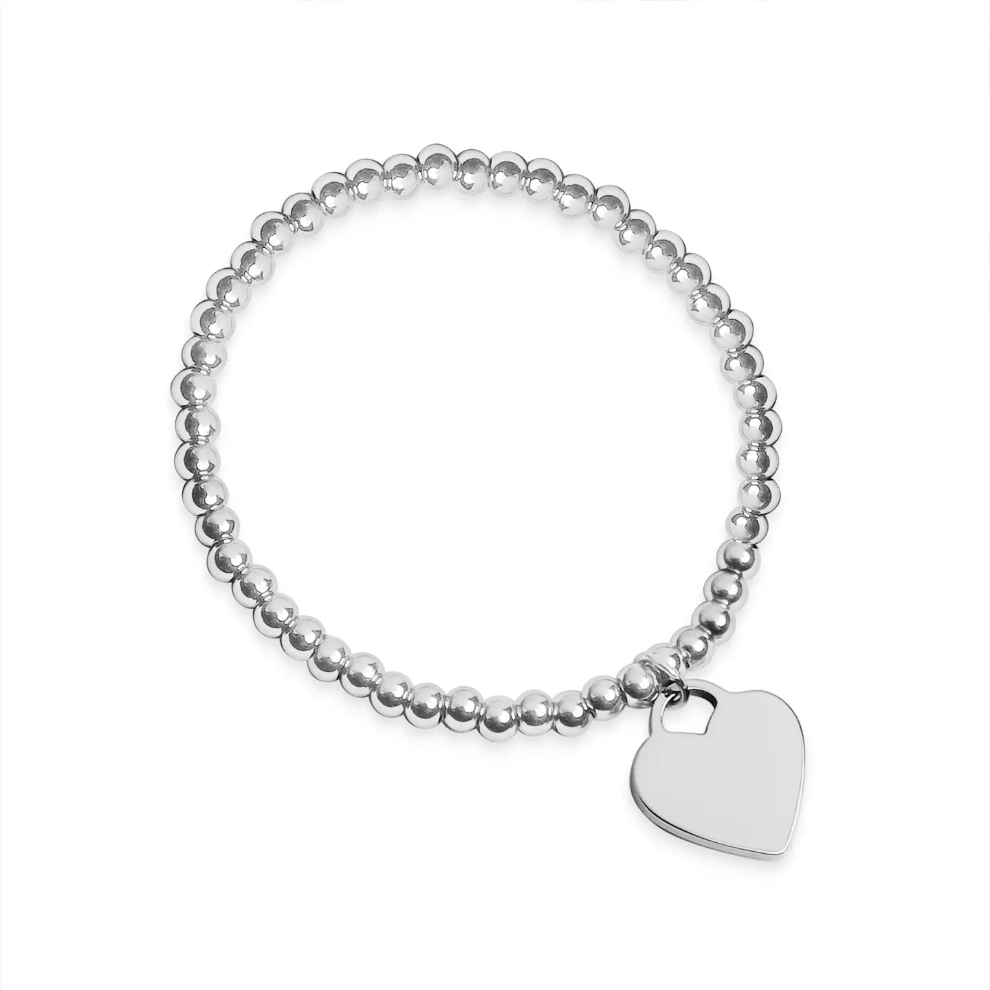 Silver Heart Bead Bracelet