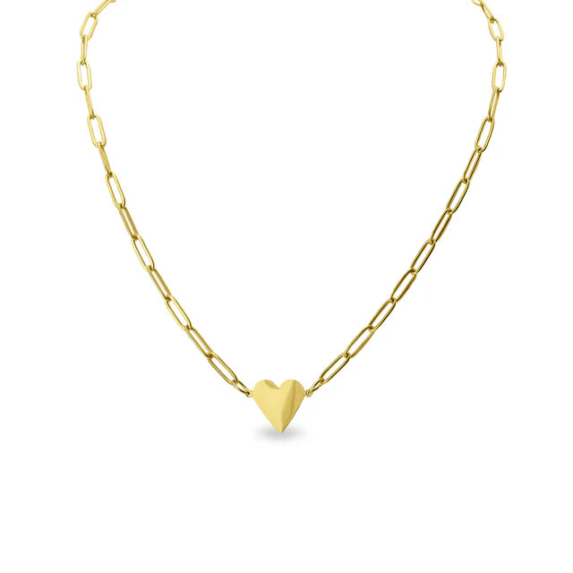 Paperclip Gold Heart Necklace