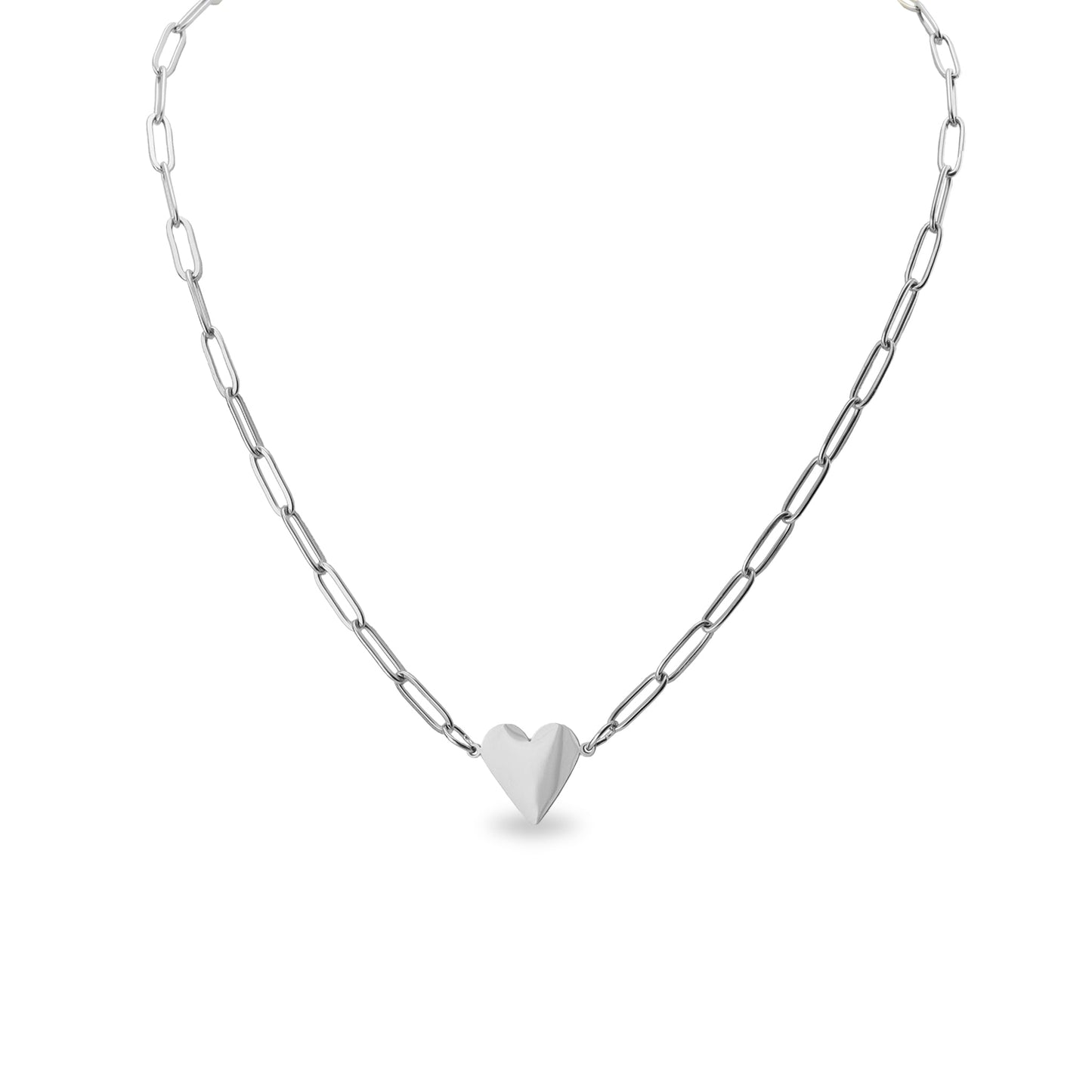 Paperclip Silver Heart Necklace