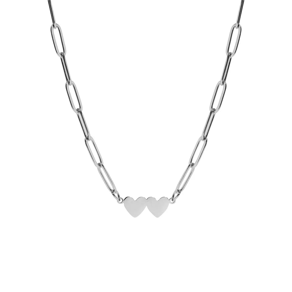 Silver 2 Heart Necklace