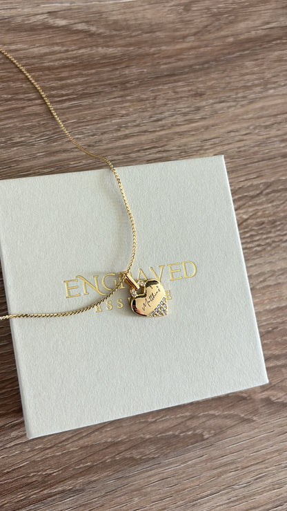 Gold Heart Cubic Stones Necklace