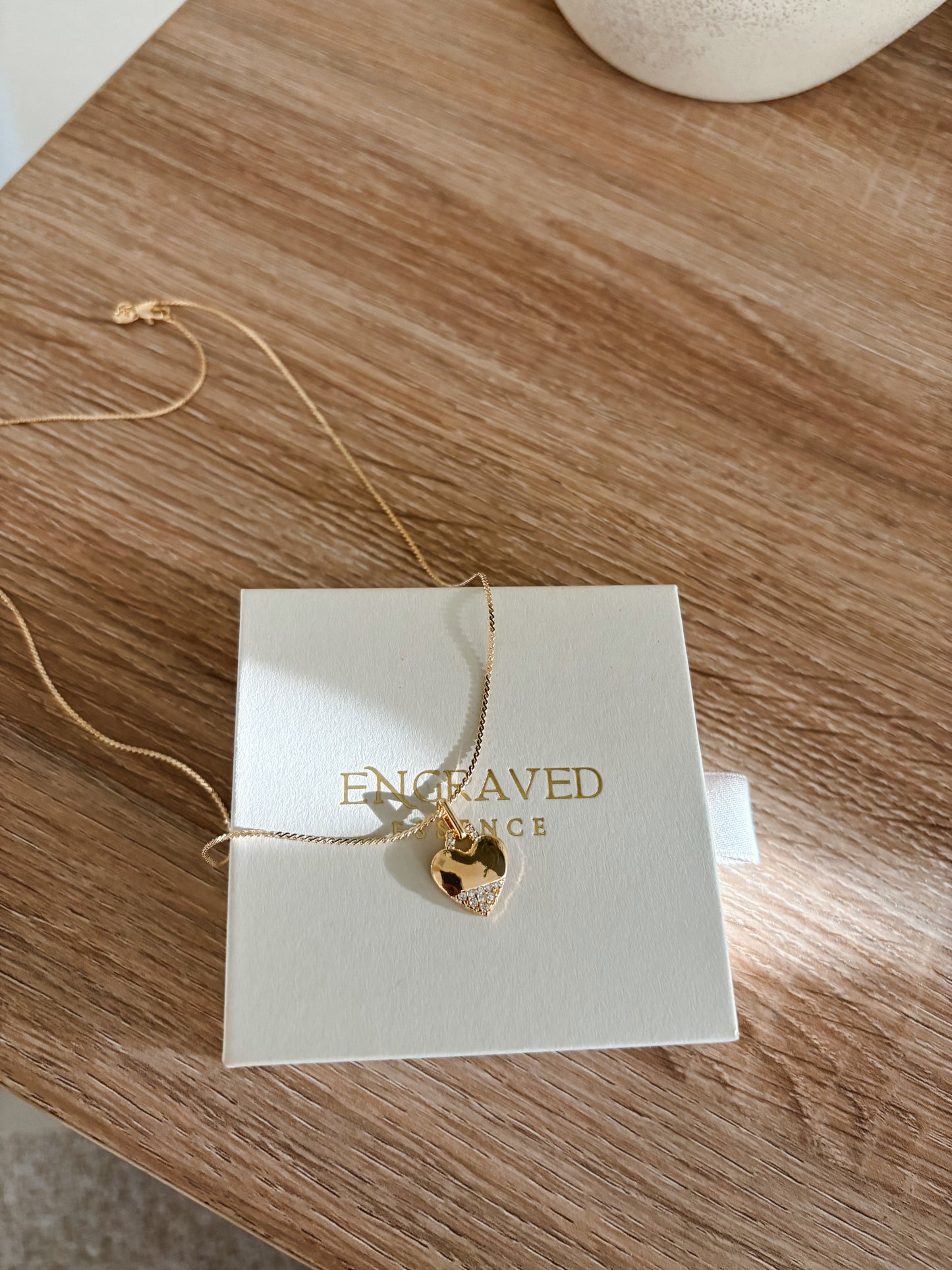 Gold Heart Cubic Stones Necklace