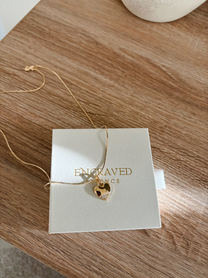 Gold Heart Cubic Stones Necklace