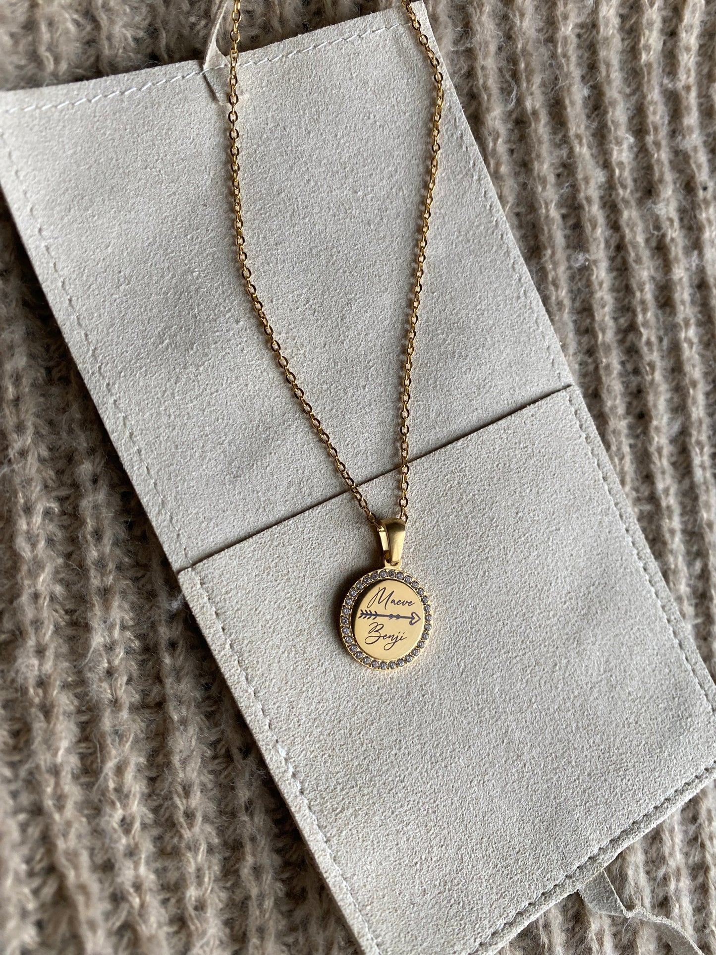 Gold Round Pendant Necklace