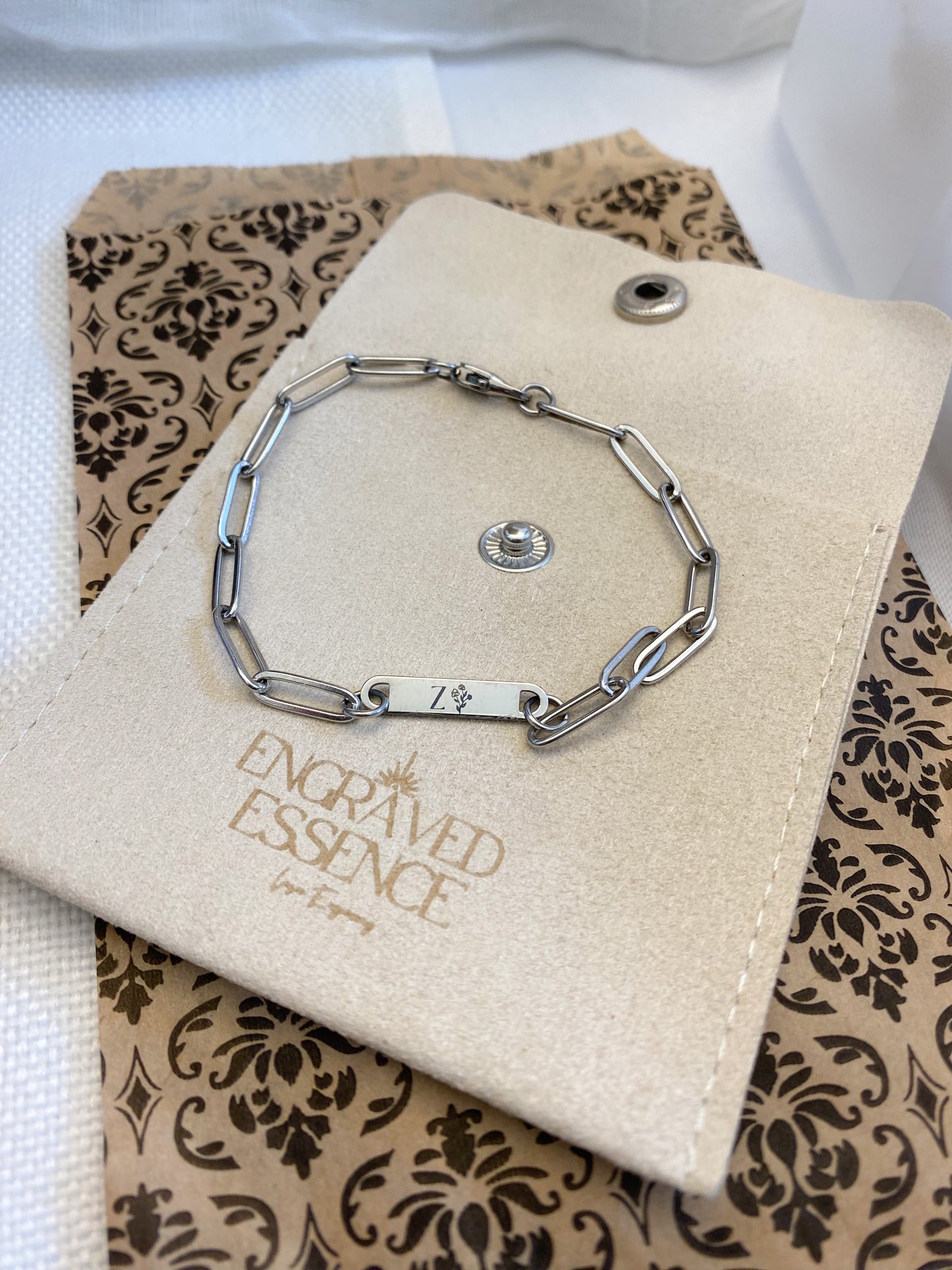 Paperclip Silver Bar Bracelet