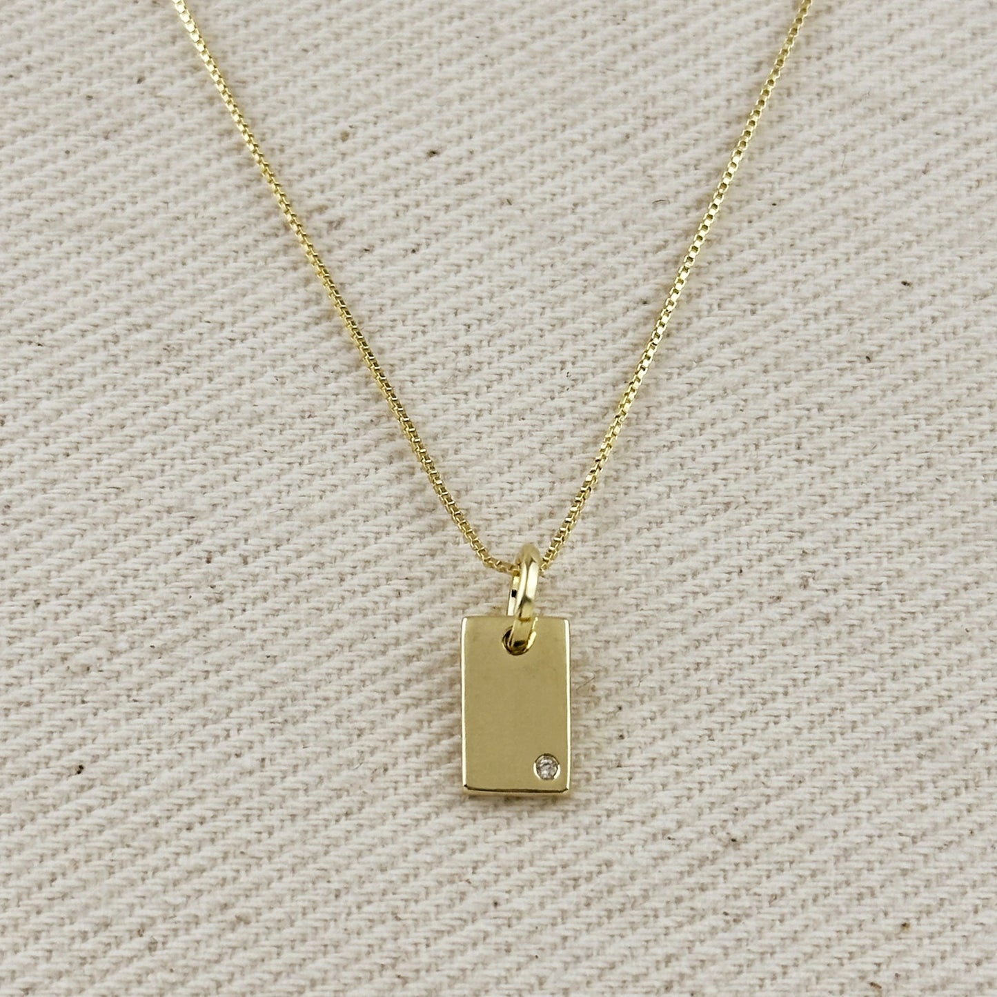 Solitaire Cz Plate Necklace