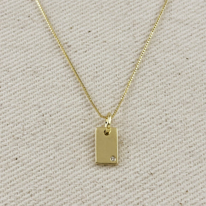Solitaire Cz Plate Necklace