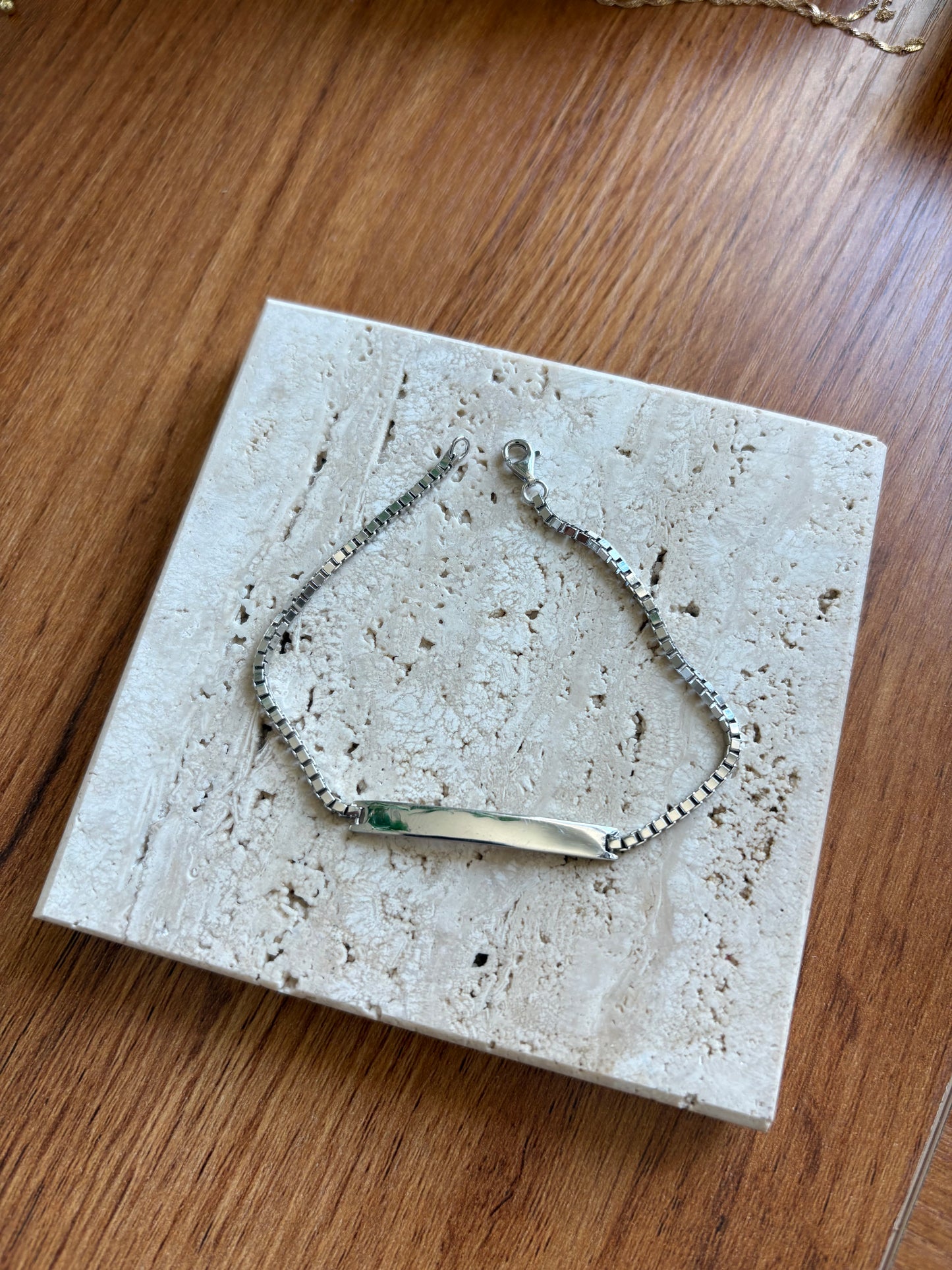 Silver Bar Box Chain Bracelet