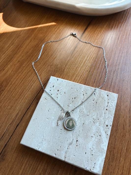 Silver Pendant Necklace w/ Angel Charm