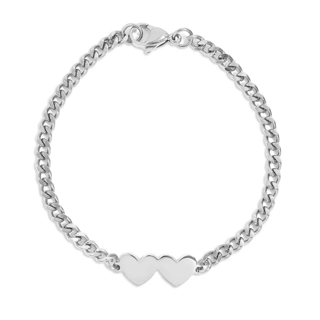 2 Hearts Silver Bracelet