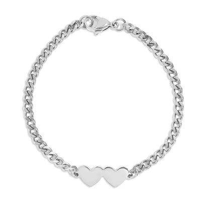 2 Hearts Silver Bracelet