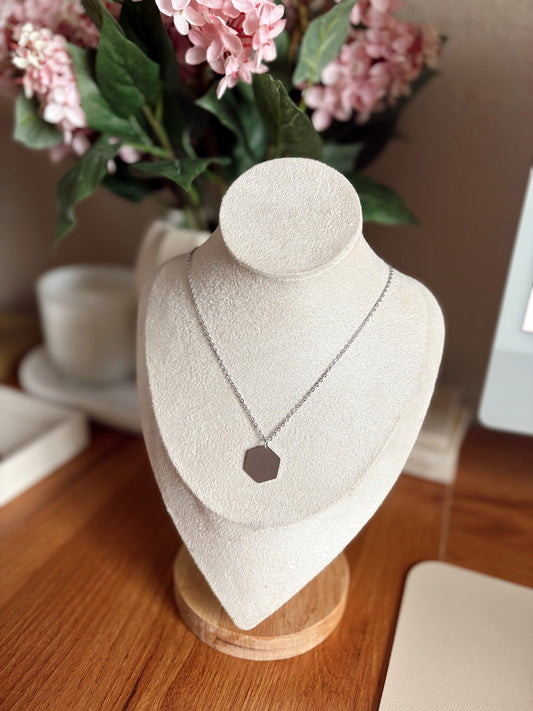 Hexagon Silver Necklace