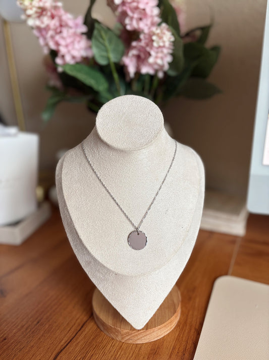 Silver Grooved Circle Necklace