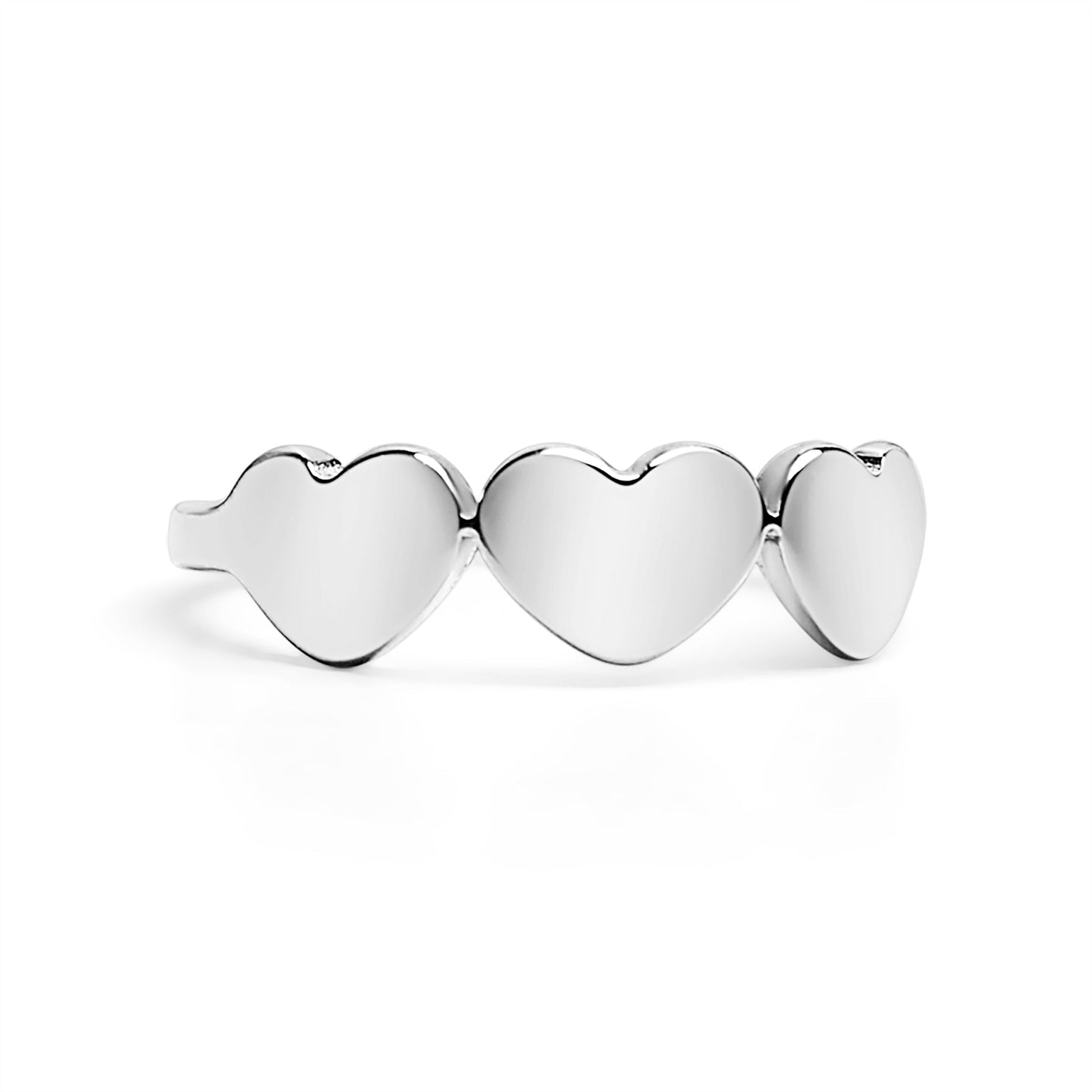 3 Heart Silver Ring