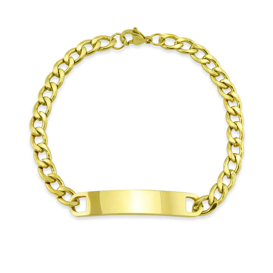 Gold ID Curved Bar Bracelet
