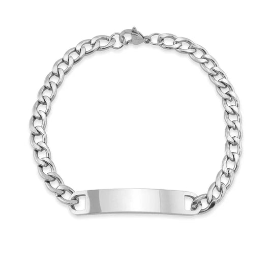 Silver ID Curved Bar Bracelet