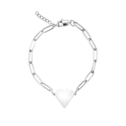 Paperclip Silver Heart Bracelet